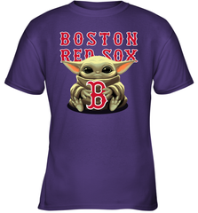 Baby Yoda Hugs Loves The Boston Red Sox Baseball Youth T-Shirt Youth T-Shirt - VeigarTee