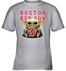 Baby Yoda Hugs Loves The Boston Red Sox Baseball Youth T-Shirt Youth T-Shirt - VeigarTee