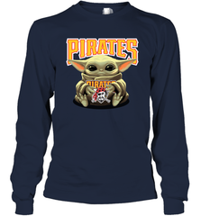 Baby Yoda Hugs Loves The Pittsburgh Pirates Baseball Adult Long Sleeve T-Shirt Adult Long Sleeve T-Shirt - VeigarTee