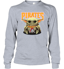 Baby Yoda Hugs Loves The Pittsburgh Pirates Baseball Adult Long Sleeve T-Shirt Adult Long Sleeve T-Shirt - VeigarTee