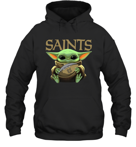 Baby Yoda Loves The New Orleans Saints Star Wars Baby Yoda Hugs Saints NFL Adult Hoodie Sweatshirt Adult Hoodie Sweatshirt / Black / S Adult Hoodie Sweatshirt - VeigarTee