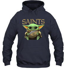 Baby Yoda Loves The New Orleans Saints Star Wars Baby Yoda Hugs Saints NFL Adult Hoodie Sweatshirt Adult Hoodie Sweatshirt - VeigarTee