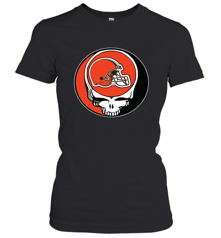 Cleveland Browns Grateful Dead Steal Your Face NFL Football Womens T-Shirt Womens T-Shirt / Black / XS Womens T-Shirt - VeigarTee