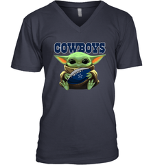 Baby Yoda Loves The Dallas Cowboys Star Wars Baby Yoda Hugs Cowboys NFL Mens V-Neck T-Shirt Mens V-Neck T-Shirt - VeigarTee