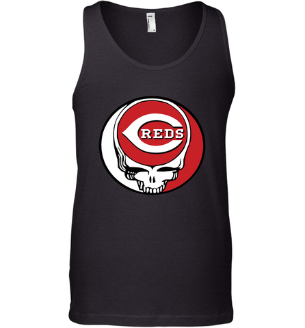 Cincinnati Reds Grateful Dead Steal Your Face Baseball Mens Tank Top Mens Tank Top / Black / XS Mens Tank Top - VeigarTee