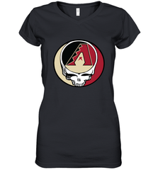 Arizona Diamondbacks Grateful Dead Steal Your Face Baseball Womens V-Neck T-Shirt Womens V-Neck T-Shirt - VeigarTee
