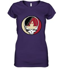 Arizona Diamondbacks Grateful Dead Steal Your Face Baseball Womens V-Neck T-Shirt Womens V-Neck T-Shirt - VeigarTee