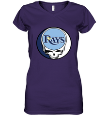 Tampa Bay Rays Grateful Dead Steal Your Face Baseball Womens V-Neck T-Shirt Womens V-Neck T-Shirt - VeigarTee