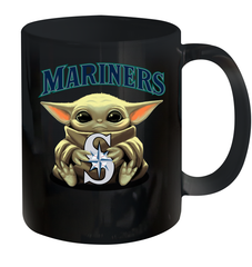 Baby Yoda Hugs Loves The Seattle Mariners Baseball Ceramic Mug 11oz Ceramic Mug 11oz - VeigarTee