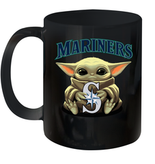 Baby Yoda Hugs Loves The Seattle Mariners Baseball Ceramic Mug 11oz Ceramic Mug 11oz - VeigarTee