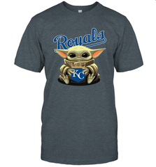 Baby Yoda Hugs Loves The Kansas City Royals Baseball Mens T-Shirt Mens T-Shirt - VeigarTee