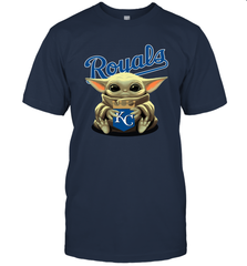 Baby Yoda Hugs Loves The Kansas City Royals Baseball Mens T-Shirt Mens T-Shirt - VeigarTee