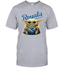 Baby Yoda Hugs Loves The Kansas City Royals Baseball Mens T-Shirt Mens T-Shirt - VeigarTee