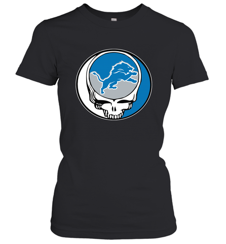 Detroit Lions Grateful Dead Steal Your Face NFL Football Womens T-Shirt Womens T-Shirt / Black / XS Womens T-Shirt - VeigarTee