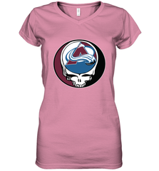 Colorado Avalanche Grateful Dead Steal Your Face Hockey NHL Womens V-Neck T-Shirt Womens V-Neck T-Shirt - VeigarTee