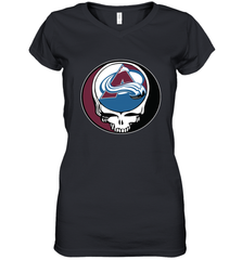 Colorado Avalanche Grateful Dead Steal Your Face Hockey NHL Womens V-Neck T-Shirt Womens V-Neck T-Shirt - VeigarTee