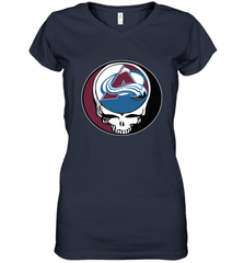 Colorado Avalanche Grateful Dead Steal Your Face Hockey NHL Womens V-Neck T-Shirt Womens V-Neck T-Shirt - VeigarTee