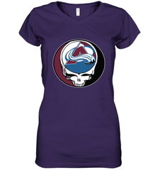 Colorado Avalanche Grateful Dead Steal Your Face Hockey NHL Womens V-Neck T-Shirt Womens V-Neck T-Shirt - VeigarTee