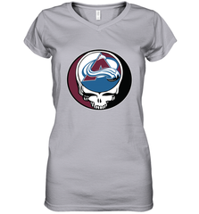 Colorado Avalanche Grateful Dead Steal Your Face Hockey NHL Womens V-Neck T-Shirt Womens V-Neck T-Shirt - VeigarTee