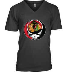 Chicago Blackhawks Grateful Dead Steal Your Face Hockey NHL Mens V-Neck T-Shirt Mens V-Neck T-Shirt - VeigarTee