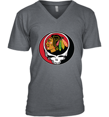 Chicago Blackhawks Grateful Dead Steal Your Face Hockey NHL Mens V-Neck T-Shirt Mens V-Neck T-Shirt - VeigarTee
