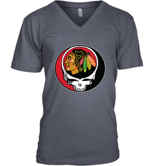 Chicago Blackhawks Grateful Dead Steal Your Face Hockey NHL Mens V-Neck T-Shirt Mens V-Neck T-Shirt - VeigarTee