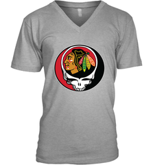 Chicago Blackhawks Grateful Dead Steal Your Face Hockey NHL Mens V-Neck T-Shirt Mens V-Neck T-Shirt - VeigarTee