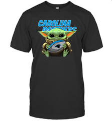 Baby Yoda Loves The Carolina Panthers Star Wars Baby Yoda Hugs Panthers NFL Mens T-Shirt Mens T-Shirt - VeigarTee