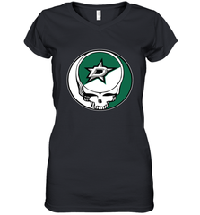 Dallas Stars Grateful Dead Steal Your Face Hockey NHL Womens V-Neck T-Shirt Womens V-Neck T-Shirt - VeigarTee