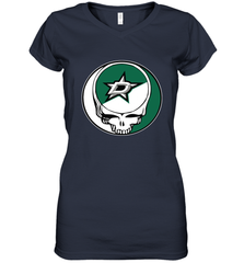 Dallas Stars Grateful Dead Steal Your Face Hockey NHL Womens V-Neck T-Shirt Womens V-Neck T-Shirt - VeigarTee