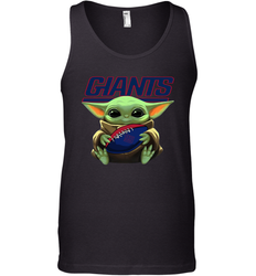 Baby Yoda Loves The New York Giants Star Wars Baby Yoda Hugs Giants NFL Mens Tank Top
