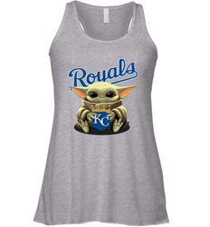 Baby Yoda Hugs Loves The Kansas City Royals Baseball Womens Racerback Tank Top