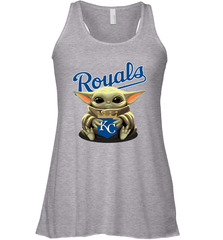 Baby Yoda Hugs Loves The Kansas City Royals Baseball Womens Racerback Tank Top Womens Racerback Tank Top - VeigarTee