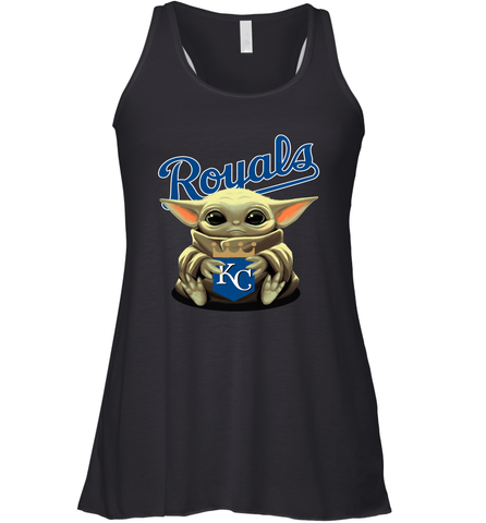 Baby Yoda Hugs Loves The Kansas City Royals Baseball Womens Racerback Tank Top Womens Racerback Tank Top / Black / XS Womens Racerback Tank Top - VeigarTee