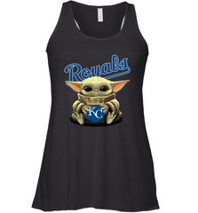 Baby Yoda Hugs Loves The Kansas City Royals Baseball Womens Racerback Tank Top Womens Racerback Tank Top - VeigarTee