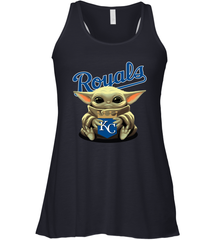Baby Yoda Hugs Loves The Kansas City Royals Baseball Womens Racerback Tank Top Womens Racerback Tank Top - VeigarTee