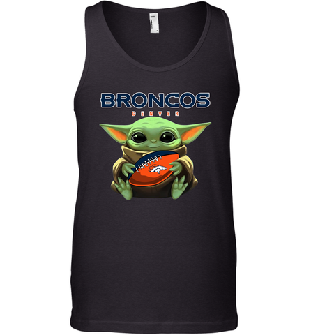 Baby Yoda Loves The Denver Broncos Star Wars Baby Yoda Hugs Broncos NFL Mens Tank Top Mens Tank Top / Black / XS Mens Tank Top - VeigarTee