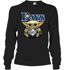 Baby Yoda Hugs Loves The Tampa Bay Rays Baseball Adult Long Sleeve T-Shirt Adult Long Sleeve T-Shirt - VeigarTee