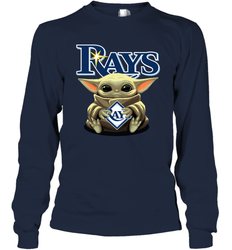 Baby Yoda Hugs Loves The Tampa Bay Rays Baseball Adult Long Sleeve T-Shirt
