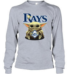 Baby Yoda Hugs Loves The Tampa Bay Rays Baseball Adult Long Sleeve T-Shirt Adult Long Sleeve T-Shirt - VeigarTee
