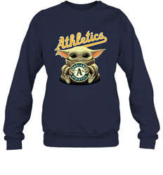 Baby Yoda Hugs Loves The Oakland Athletics Baseball Adult Sweatshirt