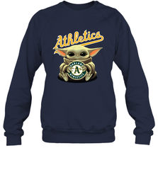 Baby Yoda Hugs Loves The Oakland Athletics Baseball Adult Sweatshirt Adult Sweatshirt - VeigarTee