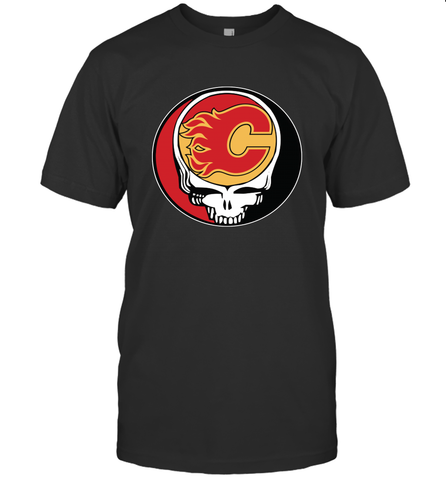 Calgary Flames Grateful Dead Steal Your Face Hockey NHL Mens T-Shirt Mens T-Shirt / Black / S Mens T-Shirt - VeigarTee