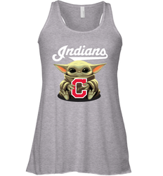 Baby Yoda Hugs Loves The Cleveland Indians Baseball Womens Racerback Tank Top