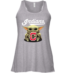 Baby Yoda Hugs Loves The Cleveland Indians Baseball Womens Racerback Tank Top Womens Racerback Tank Top - VeigarTee