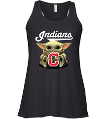 Baby Yoda Hugs Loves The Cleveland Indians Baseball Womens Racerback Tank Top Womens Racerback Tank Top - VeigarTee