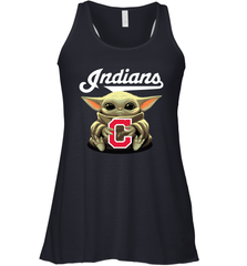 Baby Yoda Hugs Loves The Cleveland Indians Baseball Womens Racerback Tank Top Womens Racerback Tank Top - VeigarTee