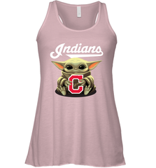 Baby Yoda Hugs Loves The Cleveland Indians Baseball Womens Racerback Tank Top Womens Racerback Tank Top - VeigarTee