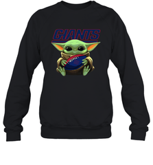 Baby Yoda Loves The New York Giants Star Wars Baby Yoda Hugs Giants NFL Adult Sweatshirt Adult Sweatshirt - VeigarTee