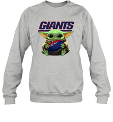 Baby Yoda Loves The New York Giants Star Wars Baby Yoda Hugs Giants NFL Adult Sweatshirt Adult Sweatshirt - VeigarTee